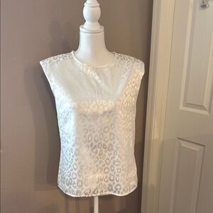 SHEIN White/Silver Blouse with Animal Pattern